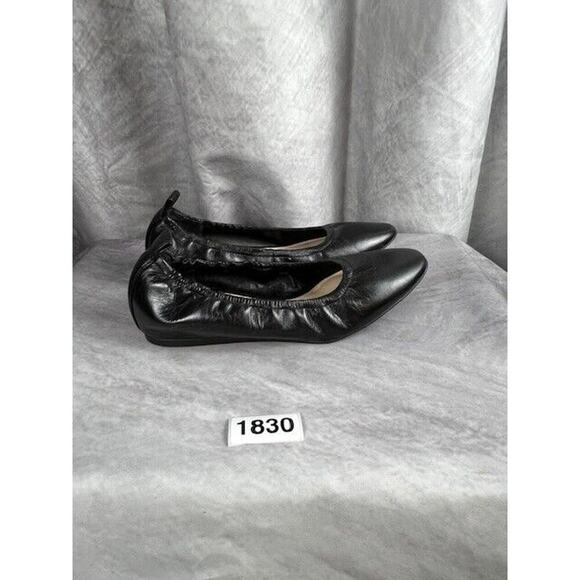 Vince Camuto Womens Size 6 EU 36.5 Black Leather Round Toe Ballet Flats - Picture 2 of 5